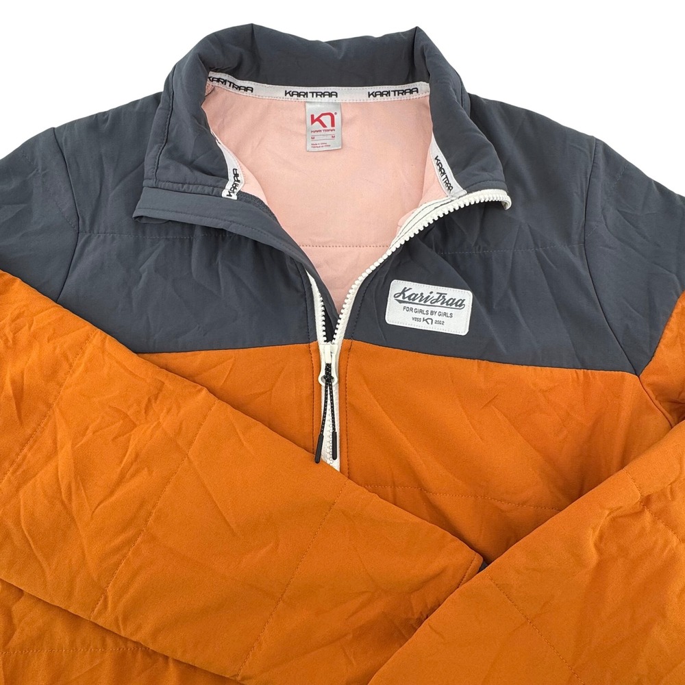 Kari Traa Insulated Jacket Kids Girls M Orange Gray Quilted Full Zip 622760